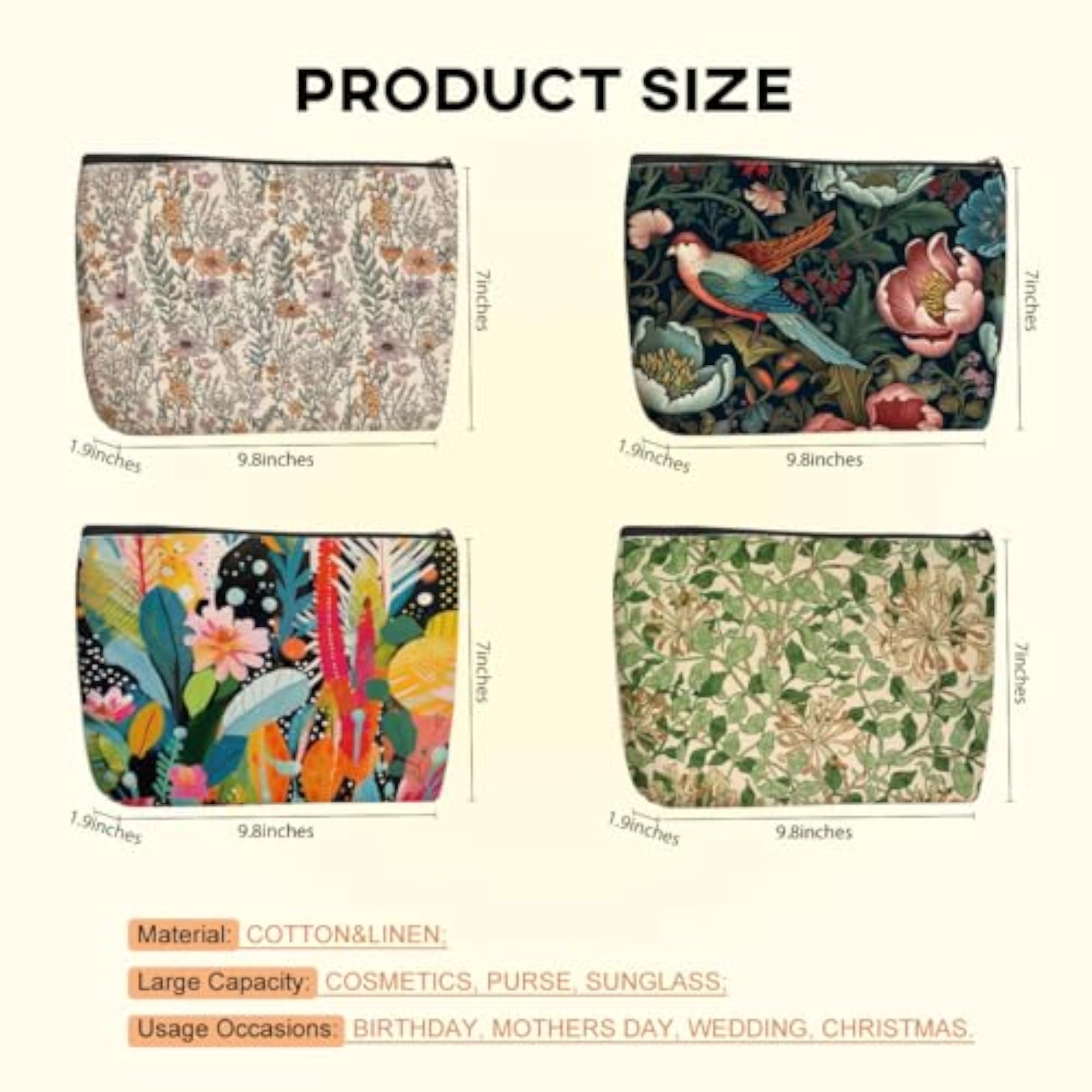 Colorful Flower Polka Dot Makeup Bag for Women